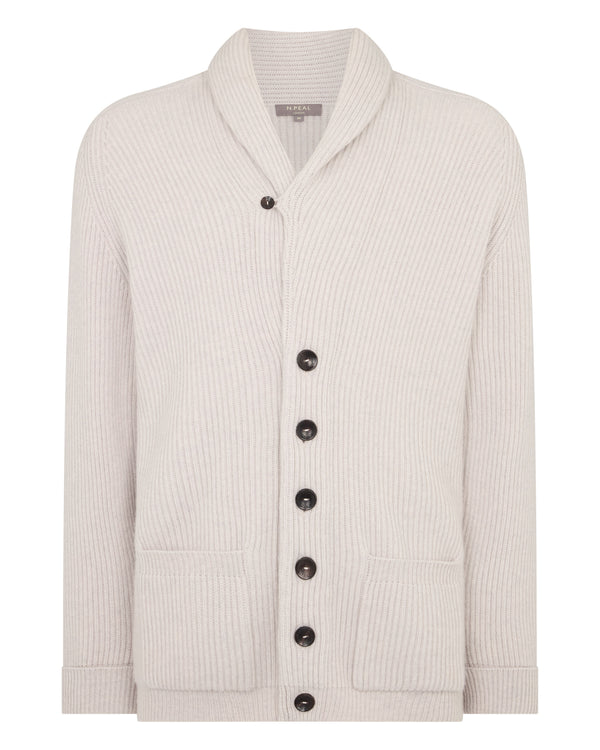 N.Peal Men's Kensington Cashmere Cardigan Pebble Grey