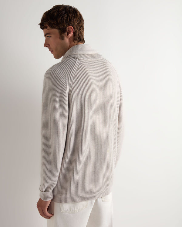N.Peal Men's Kensington Cashmere Cardigan Pebble Grey