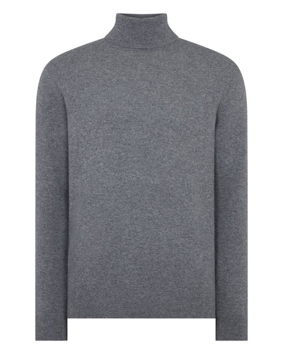 N.Peal Men's Trafalgar Roll Neck Cashmere Jumper Elephant Grey