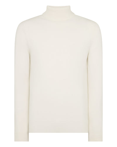 N.Peal Men's Trafalgar Roll Neck Cashmere Jumper New Ivory White