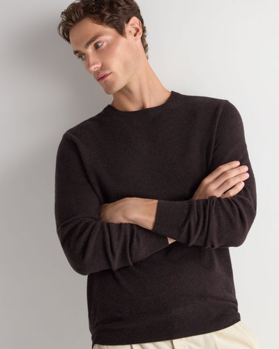 N.Peal Men's Oxford Round Neck Cashmere Jumper Cocoa Brown