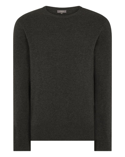 N.Peal Men's Oxford Round Neck Cashmere Jumper Grey Moss