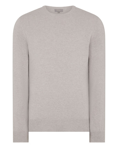 N.Peal Men's Oxford Round Neck Cashmere Jumper Oat Grey