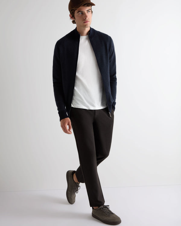 N.Peal Men's Knightsbridge Full Zip Cashmere Jumper Navy Blue