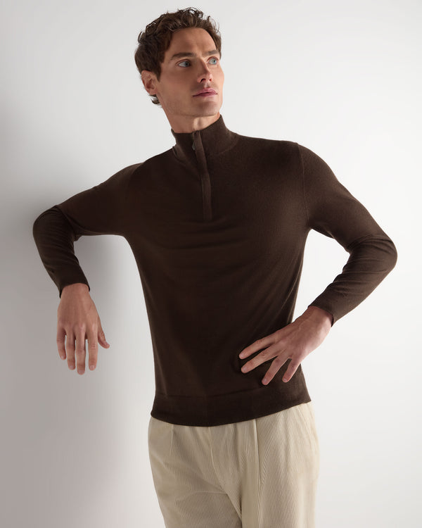Men's Regent Fine Gauge Cashmere Half Zip Jumper 1