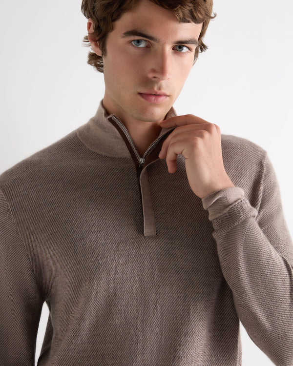 Men's Regent Jacquard Fine Gauge Cashmere Half Zip Jumper 5