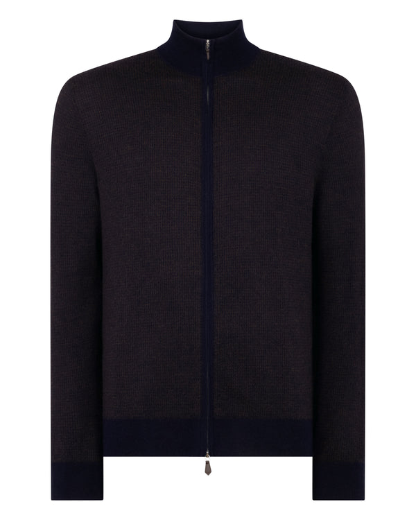 Men's Hyde Jacquard Fine Gauge Cashmere Full Zip Jumper 2