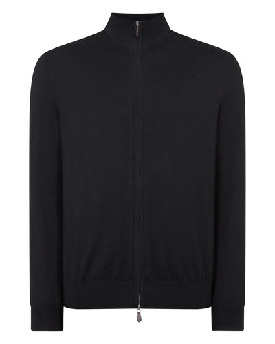 Men's Hyde Fine Gauge Cashmere Full Zip Jumper Black