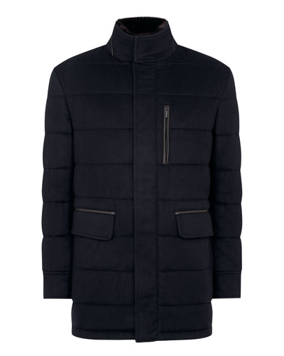 Men's Fur Lined Coat Navy Blue
