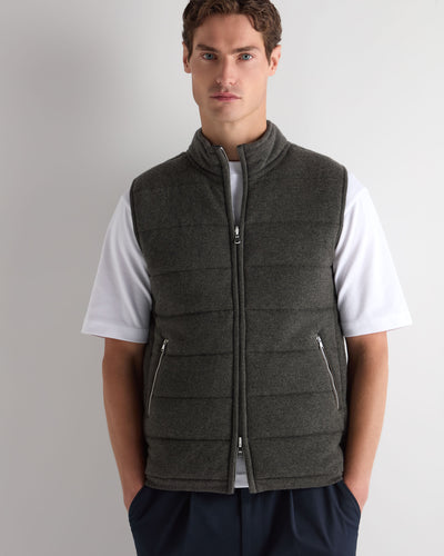 N.Peal Men's Mall Reversible Cashmere Gilet Grey Moss
