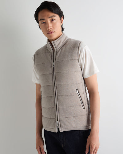 N.Peal Men's Mall Reversible Cashmere Gilet Oat Grey