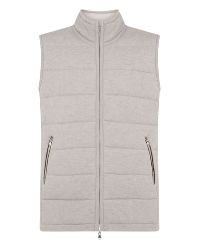 N.Peal Men's Mall Reversible Cashmere Gilet Oat Grey