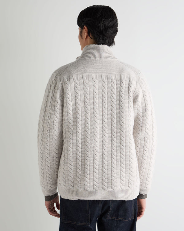 Men's Aspen Cashmere Cable Fur Cardigan 4