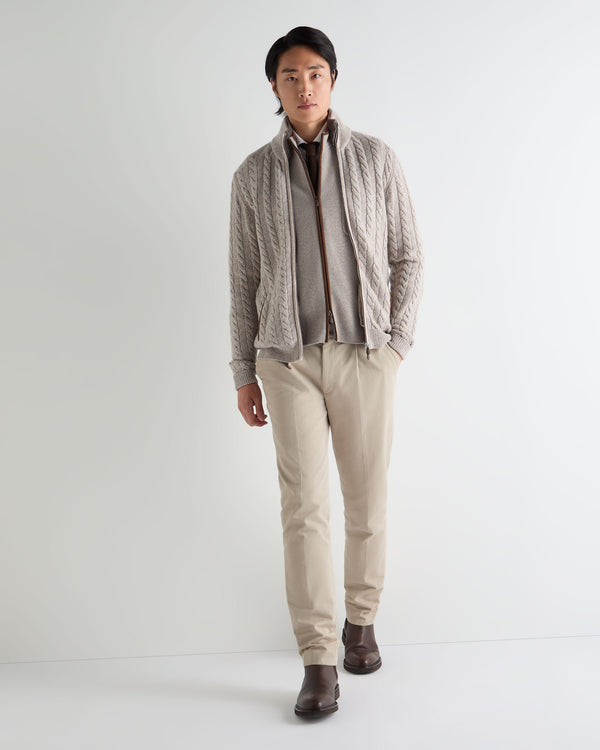 Men's Richmond Cable Cashmere Cardigan With Fur Trim 3