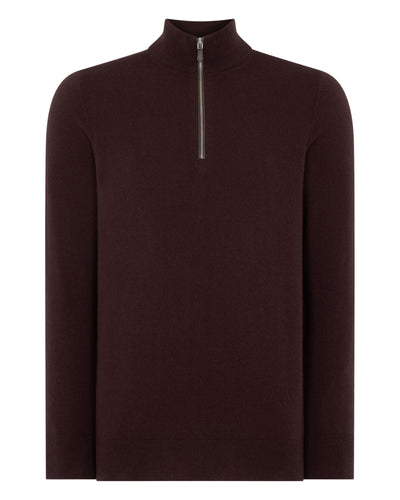 N.Peal Men's Carnaby Half Zip Cashmere Jumper Redwood