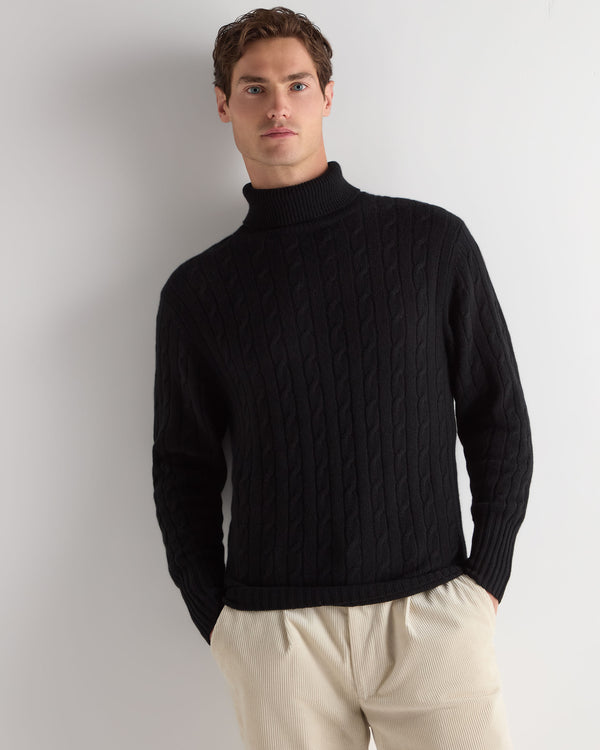 Men's Berwick Cable Roll Neck Cashmere Jumper 1