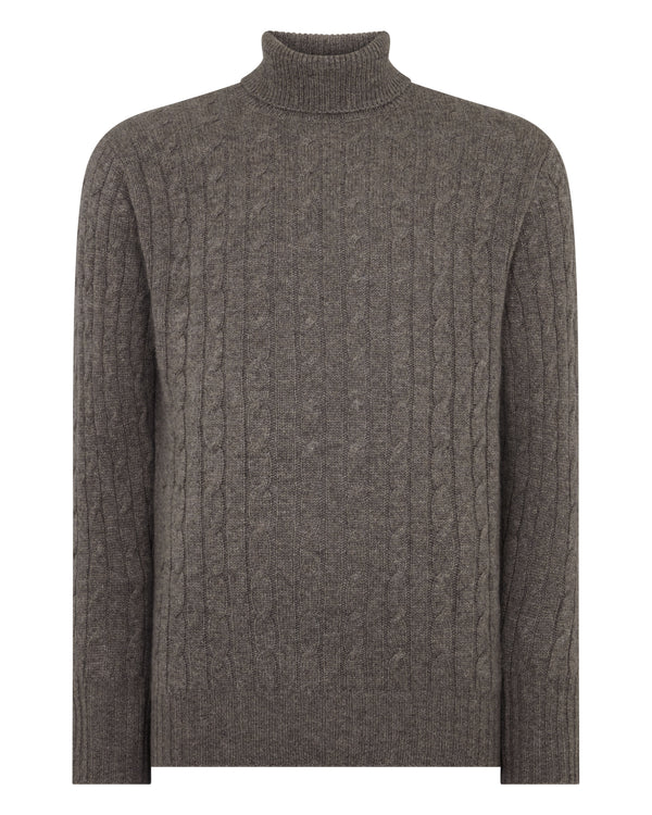 Men's Berwick Cable Roll Neck Cashmere Jumper 2