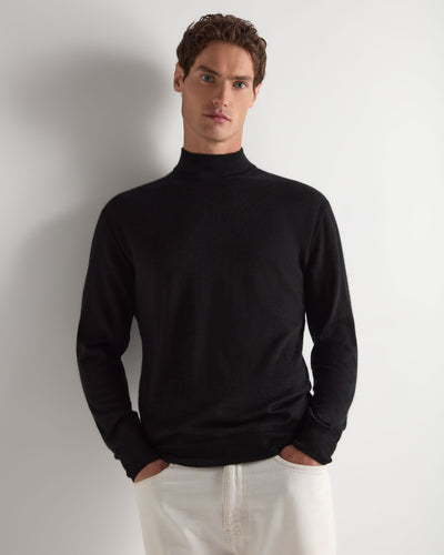 N.Peal Men's Fine Gauge Cashmere Turtle Neck Jumper Black