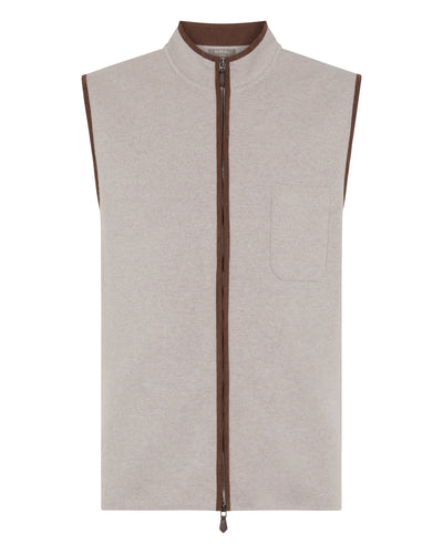 N.Peal Men's Shaftesbury Cashmere Gilet Oat Grey