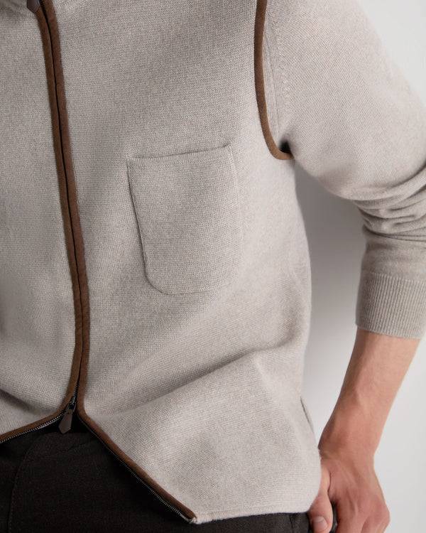 N.Peal Men's Shaftesbury Cashmere Gilet Oat Grey