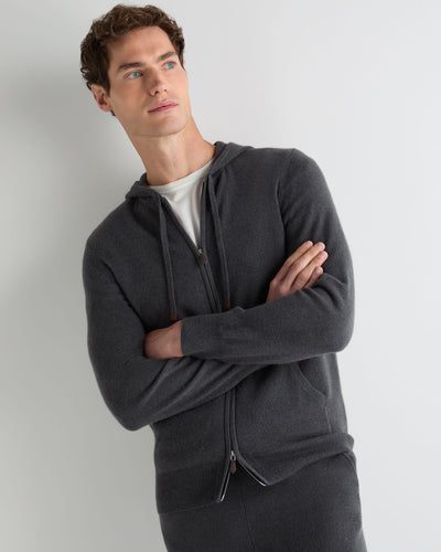 N.Peal Men's Ladbroke Cashmere Hoodie Umber Grey