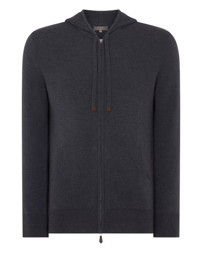 N.Peal Men's Ladbroke Cashmere Hoodie Umber Grey