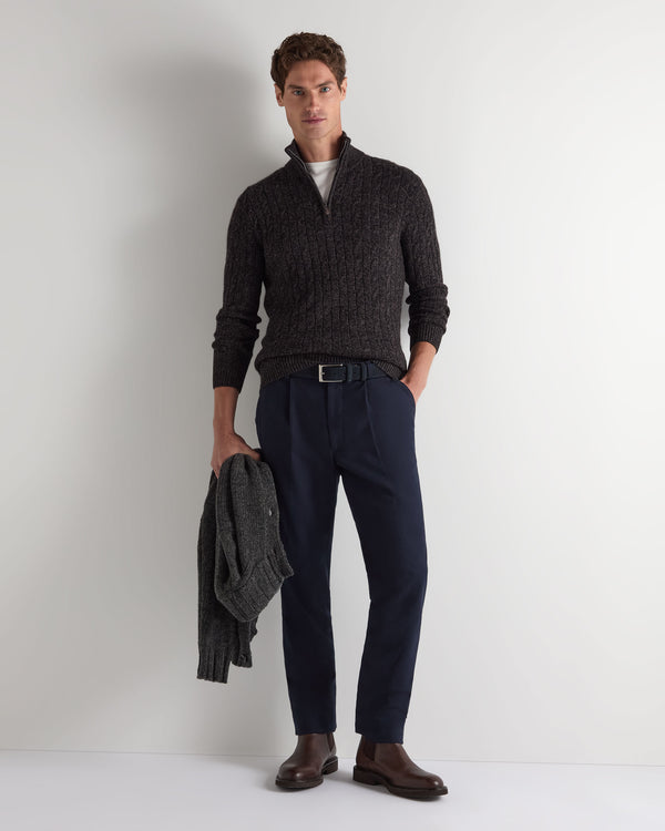 Men's Albemarle Cable Half Zip Cashmere Jumper 3