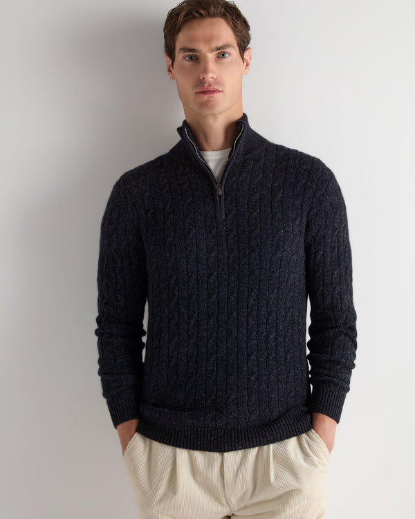 Men's Albemarle Cable Half Zip Cashmere Jumper 1