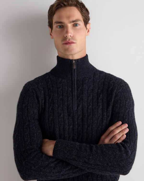 Men's Albemarle Cable Half Zip Cashmere Jumper 5