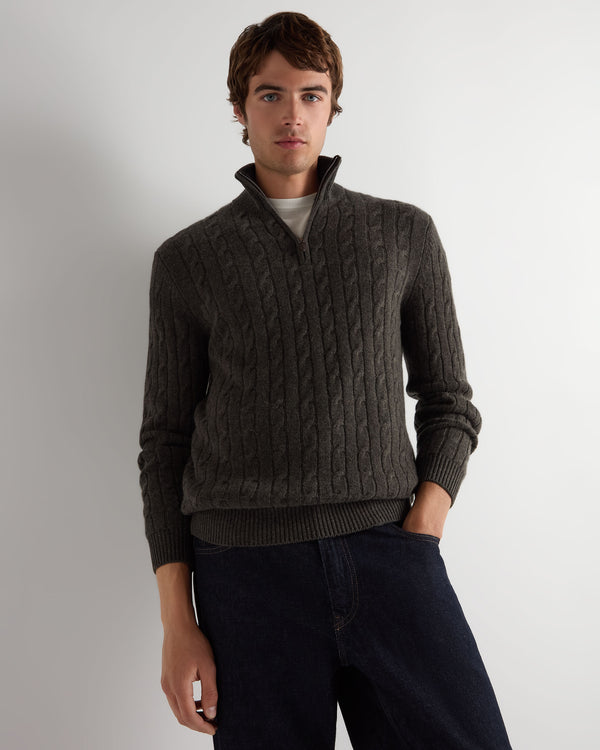 Men's Albemarle Cable Half Zip Cashmere Jumper  1