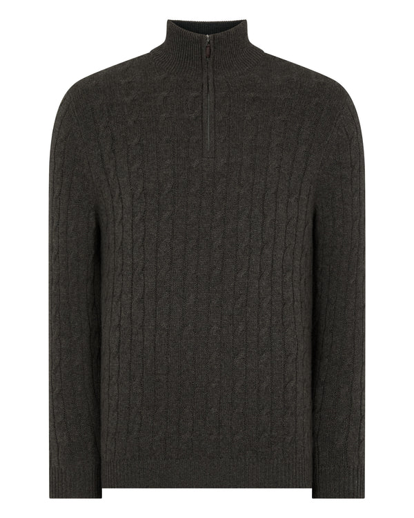 Men's Albemarle Cable Half Zip Cashmere Jumper  2