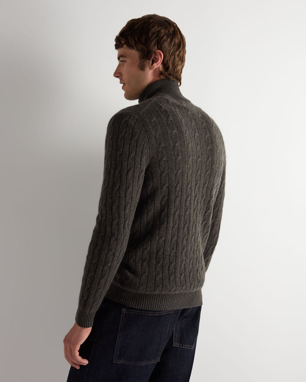 Men's Albemarle Cable Half Zip Cashmere Jumper  4