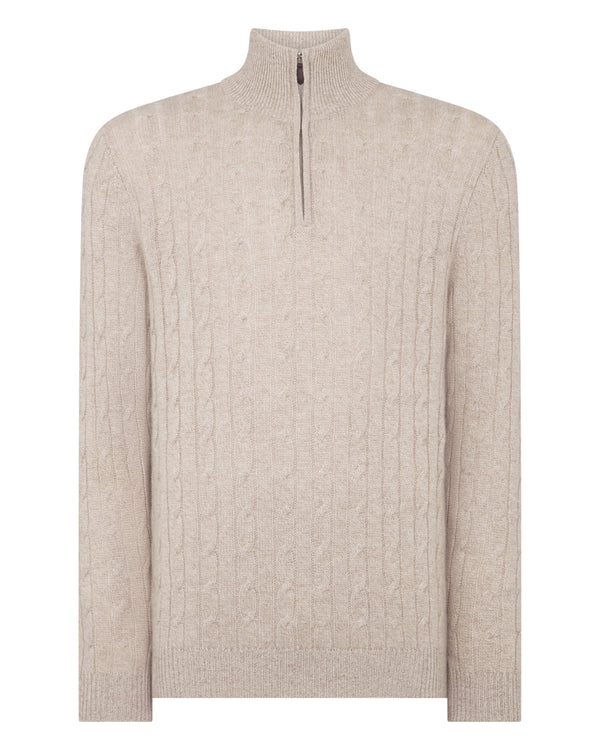 Men's Albemarle Cable Half Zip Cashmere Jumper 2