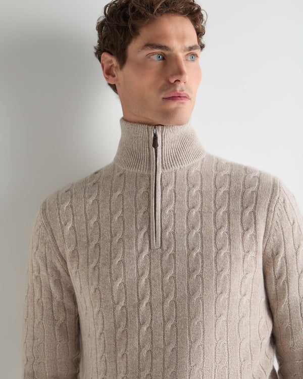 Men's Albemarle Cable Half Zip Cashmere Jumper 5