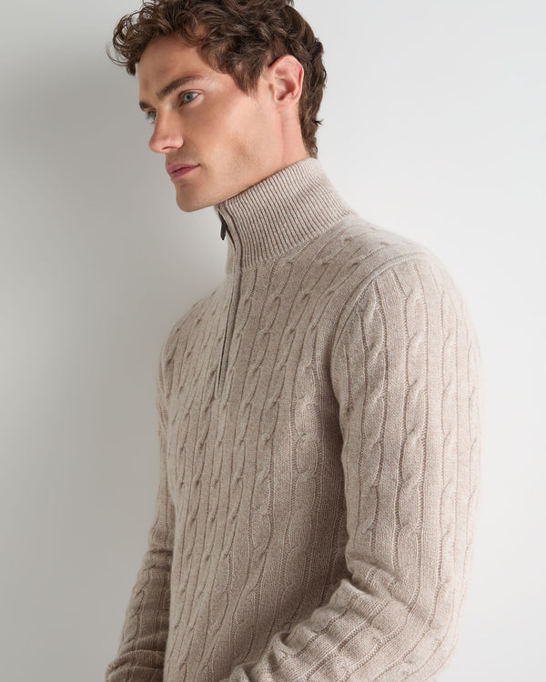 Men's Albemarle Cable Half Zip Cashmere Jumper 6