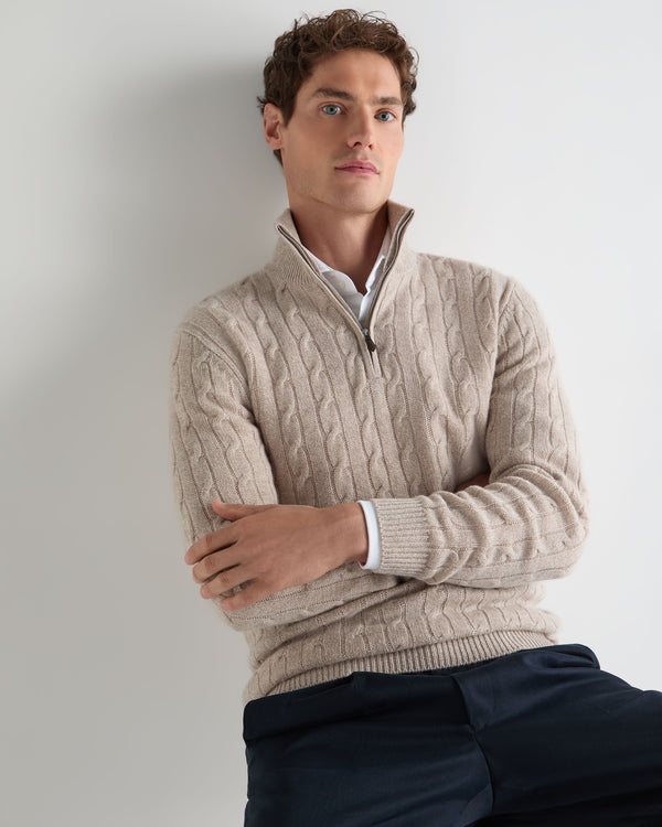 Men's Albemarle Cable Half Zip Cashmere Jumper 7