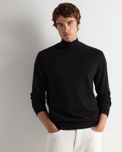 N.Peal Men's Mayfair Turtle Neck Cashmere Jumper Black