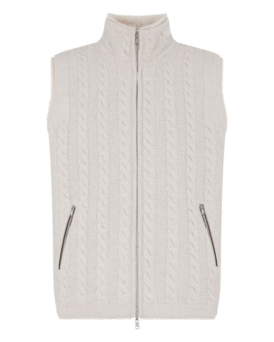 N.Peal Men's Dolomiti Cable Fur Gilet Arctic Grey Melange