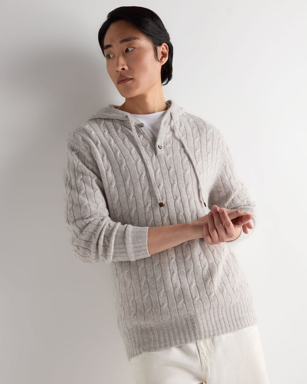 Men's Fitzrovia Cable Cashmere Hoodie 1