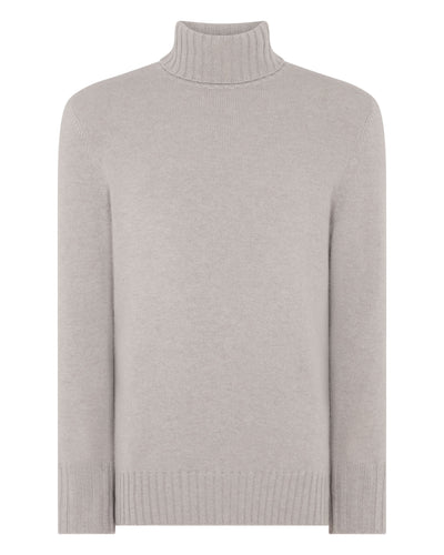 N.Peal Men's Brompton Roll Neck Cashmere Jumper Oat Grey