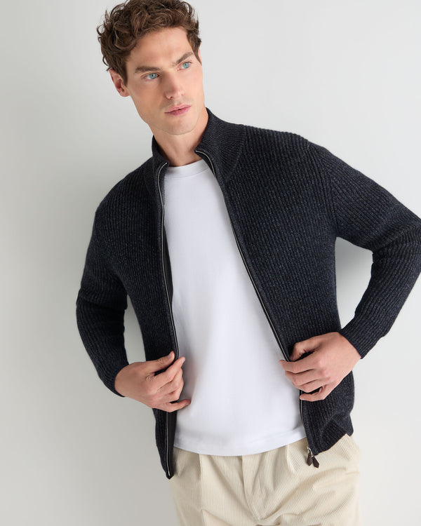 Men's Lambeth Rib Full Zip Cashmere Cardigan 1