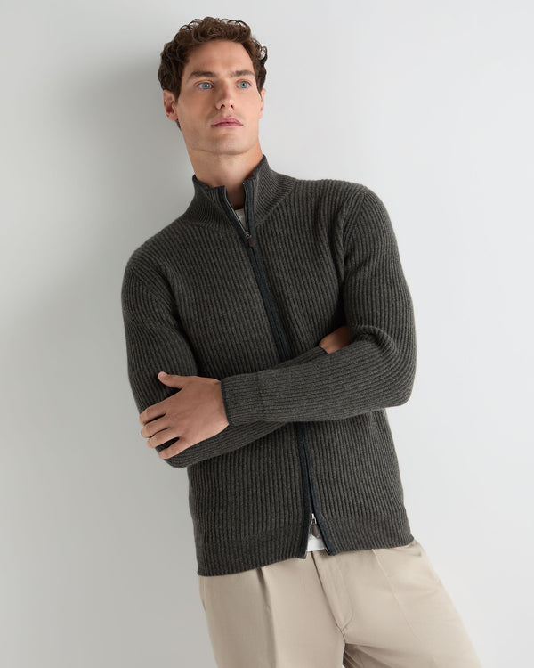 Men's Lambeth Rib Full Zip Cashmere Cardigan  1