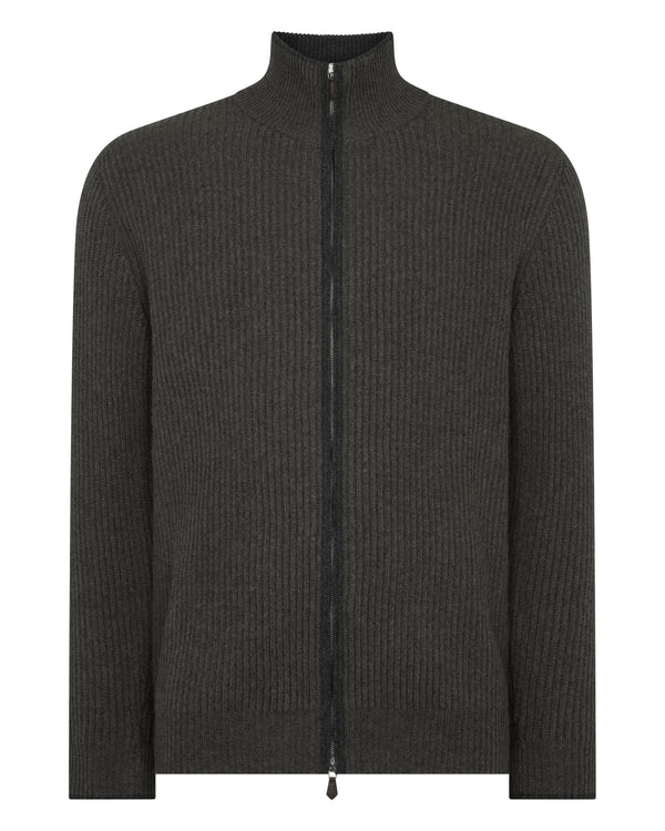 Men's Lambeth Rib Full Zip Cashmere Cardigan  2