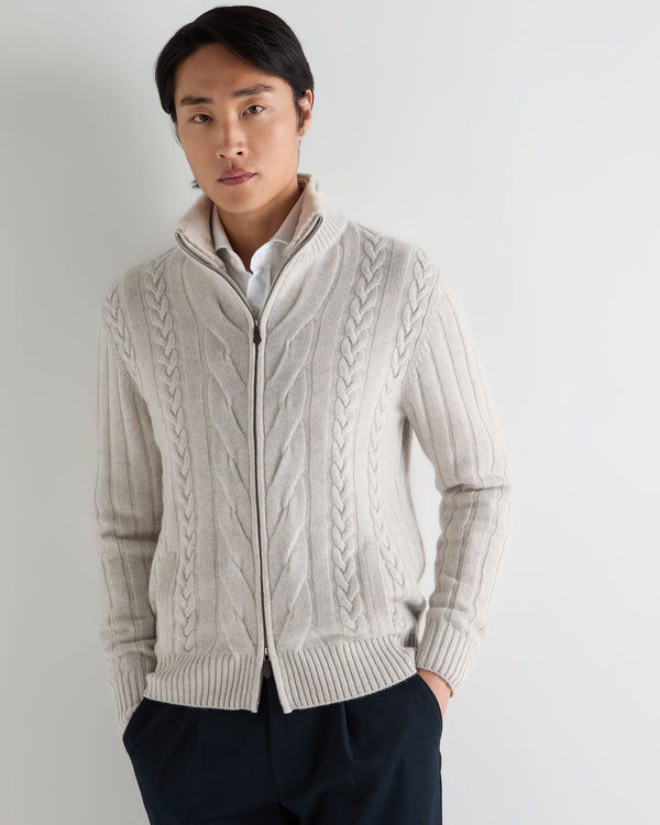 Men's Colorado Cable Fur Trim Cashmere Jacket 1