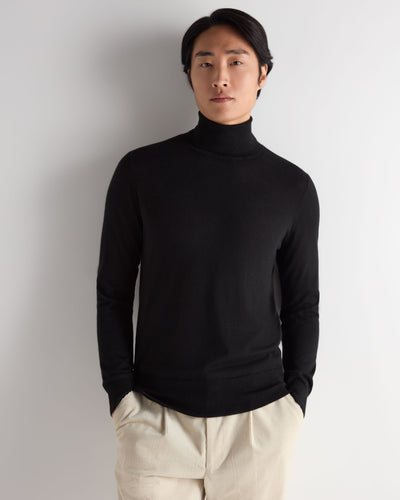 Men's Pimlico Fine Gauge Cashmere Roll Neck Jumper Black