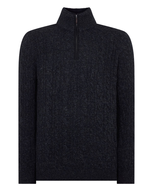 Men's Fur Trim Half Zip Cashmere Jumper 2