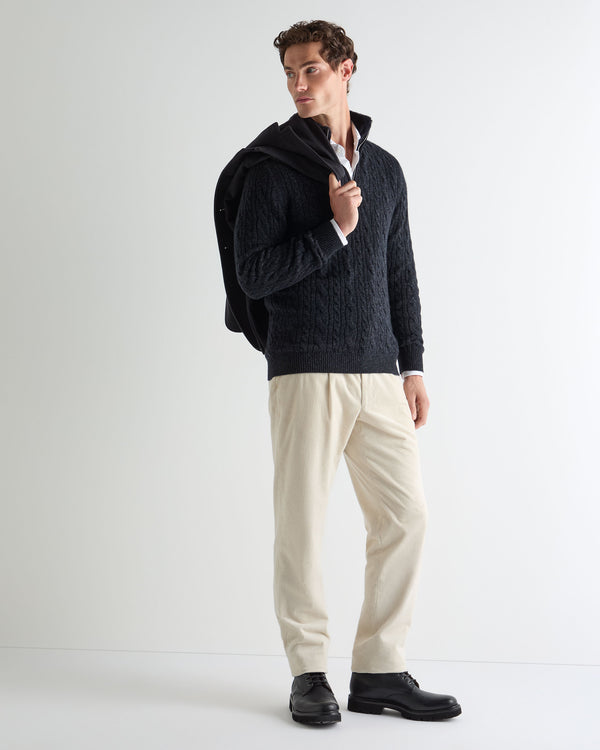 Men's Fur Trim Half Zip Cashmere Jumper 3