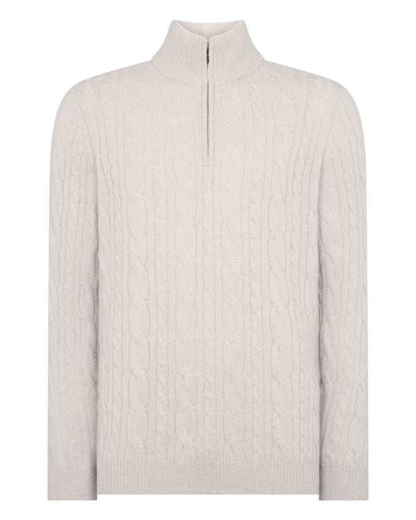 Men's Fur Trim Half Zip Cashmere Jumper 2