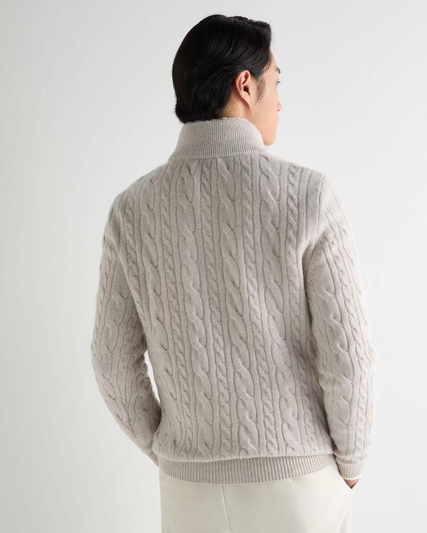 Men's Fur Trim Half Zip Cashmere Jumper 4