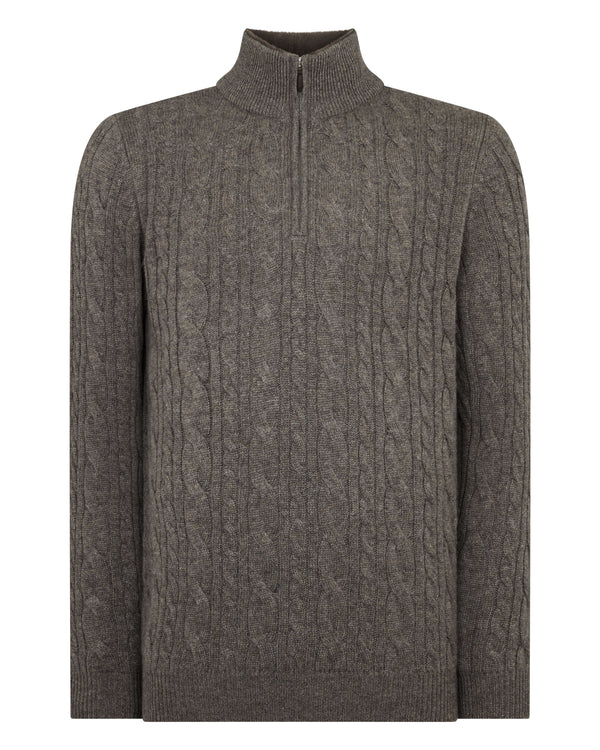 Men's Fur Trim Half Zip Cashmere Jumper 2